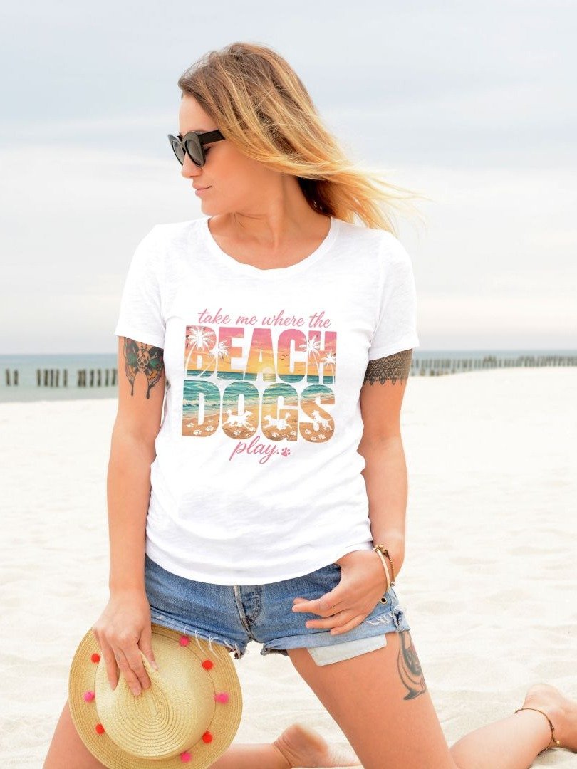 Take Me Where The Beach Dogs Play™ Coastal Dog Lover T-Shirt product image (1)