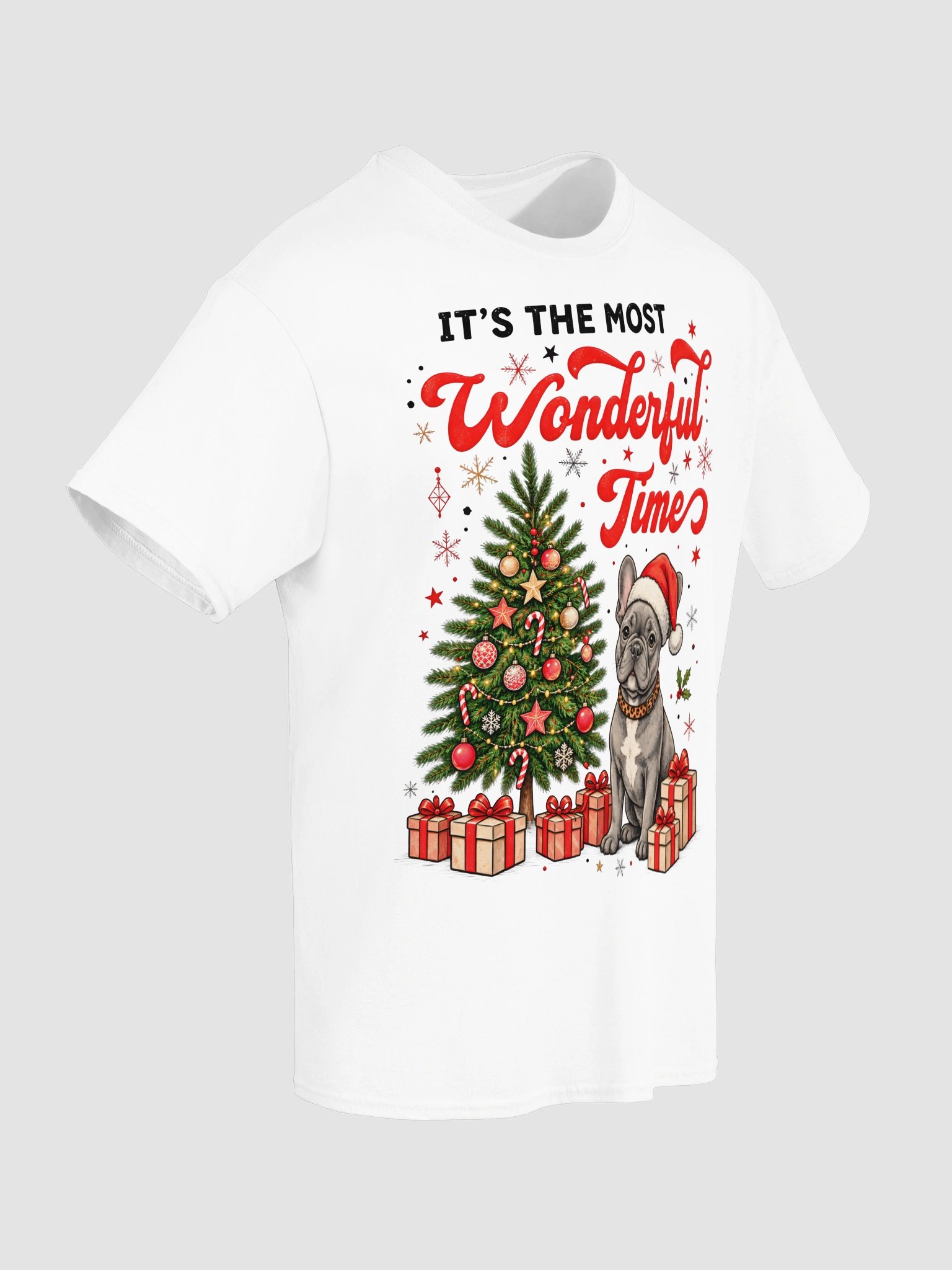 It's The Most Wonderful Time French Bulldog Christmas Shirt - Santa Frenchie Xmas Tree T-Shirt product image (5)