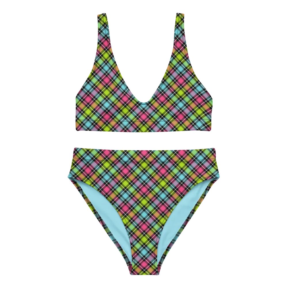 Neon Checkered Plaid Bikini product image (2)