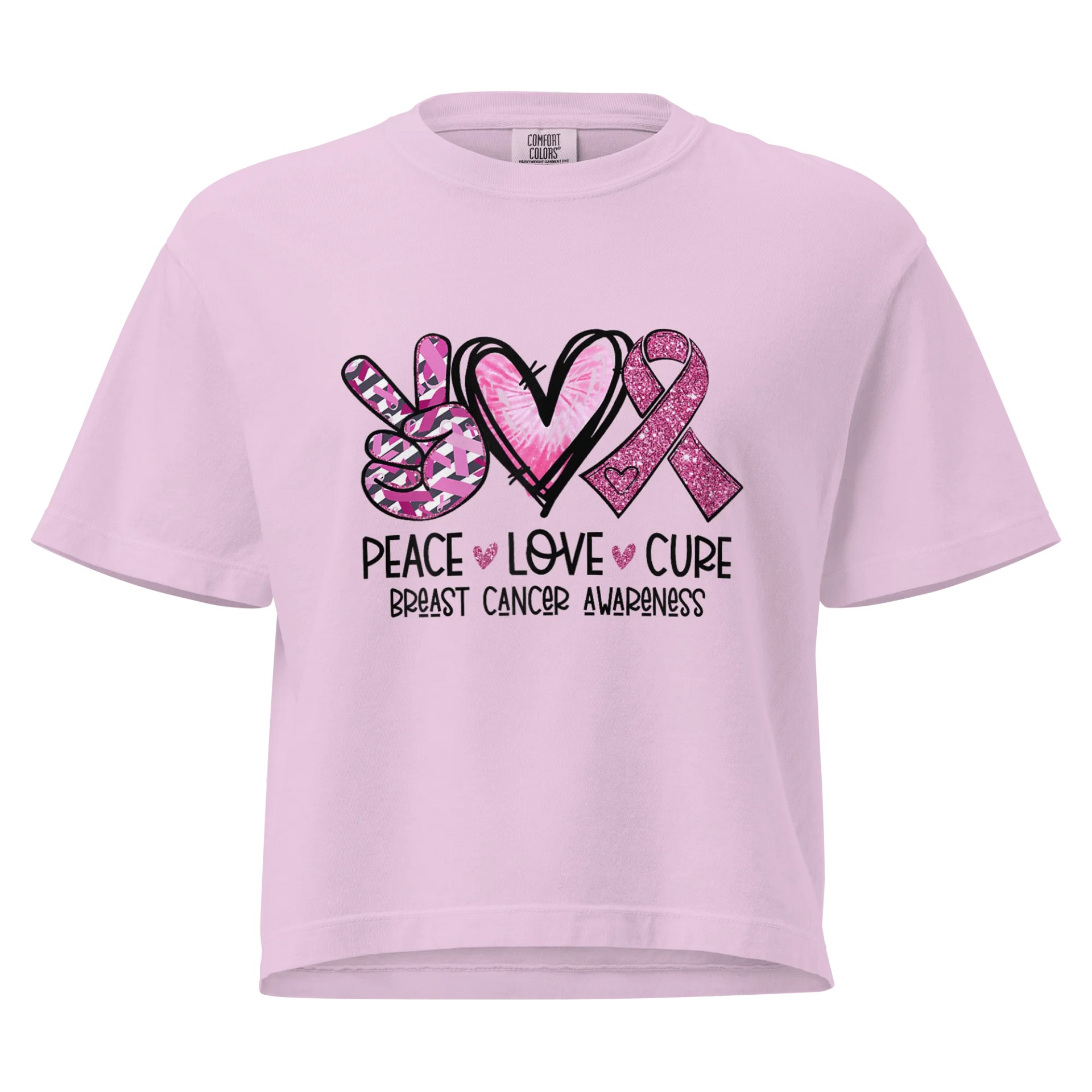 Peace Love Cure Pink Ribbon T-Shirt | Breast Cancer Awareness Tee product image (9)