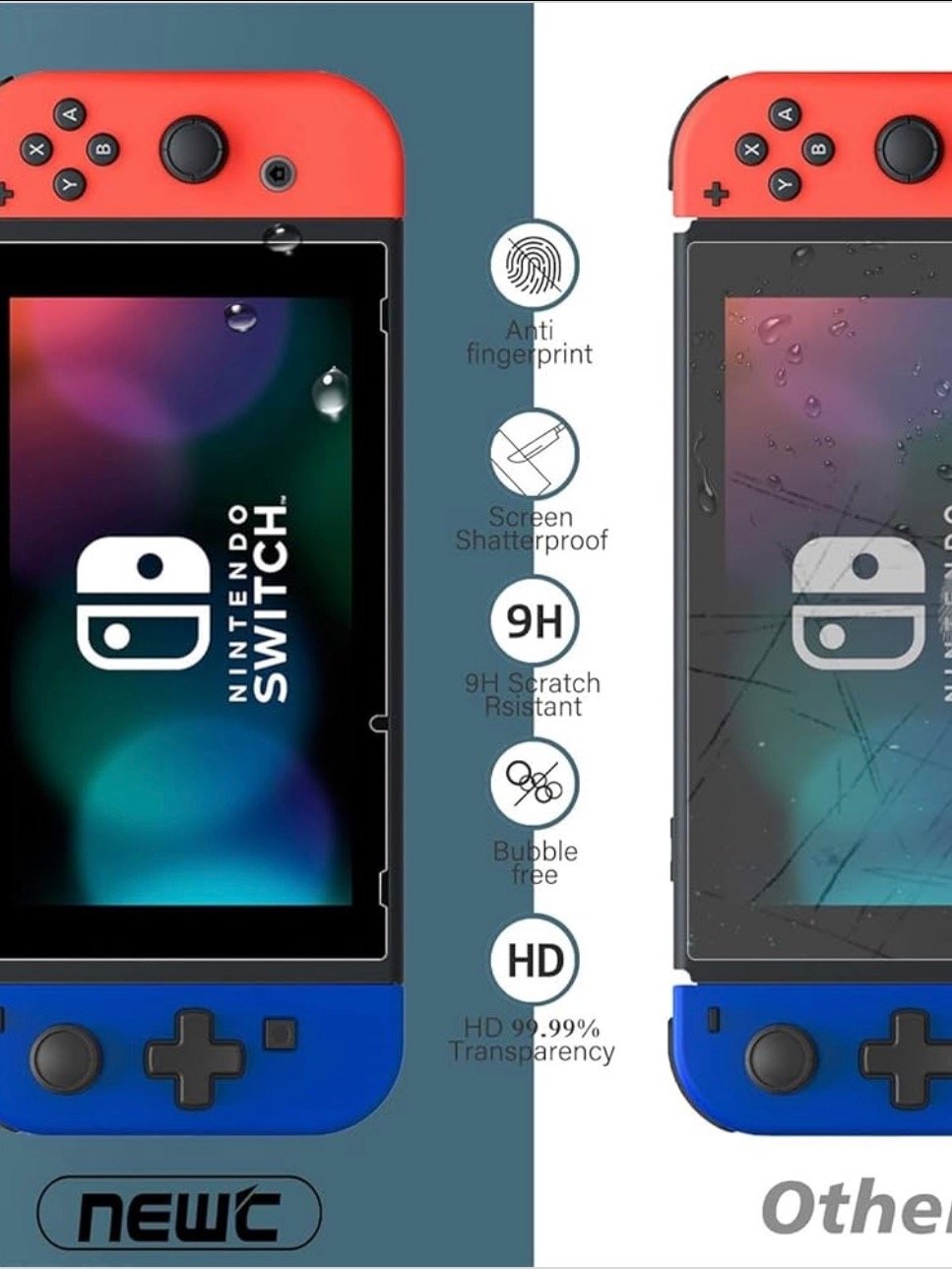 NEW'C 2 Pack Designed for Nintendo Switch Screen Protector Tempered Glass, Case Friendly Anti Scratch Bubble Free Ultra Resistant product image (5)
