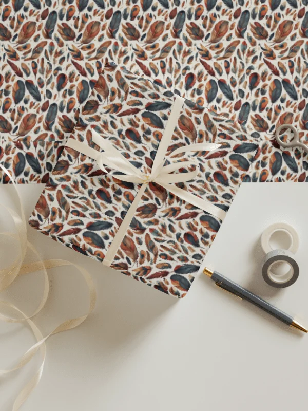 Earthy Leaves and Feathers Wrapping Paper Set product image (1)