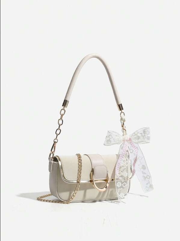 Beige Mini Chain Square Crossbody Bag | Minimalist Rhombus Pattern Shoulder Bag | ADLEST product image (8)