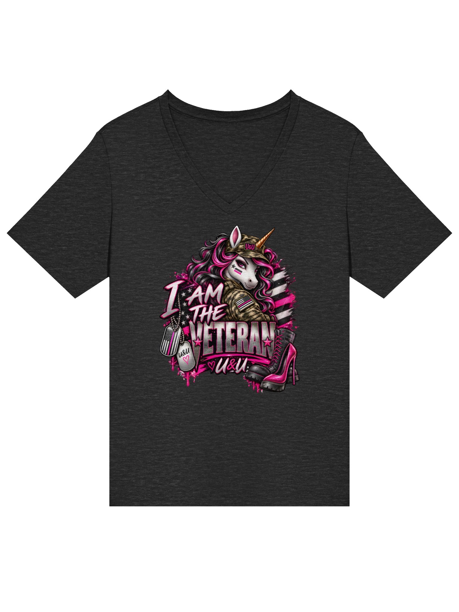 I am the Veteran Unicorn V-Neck Tee product image (1)