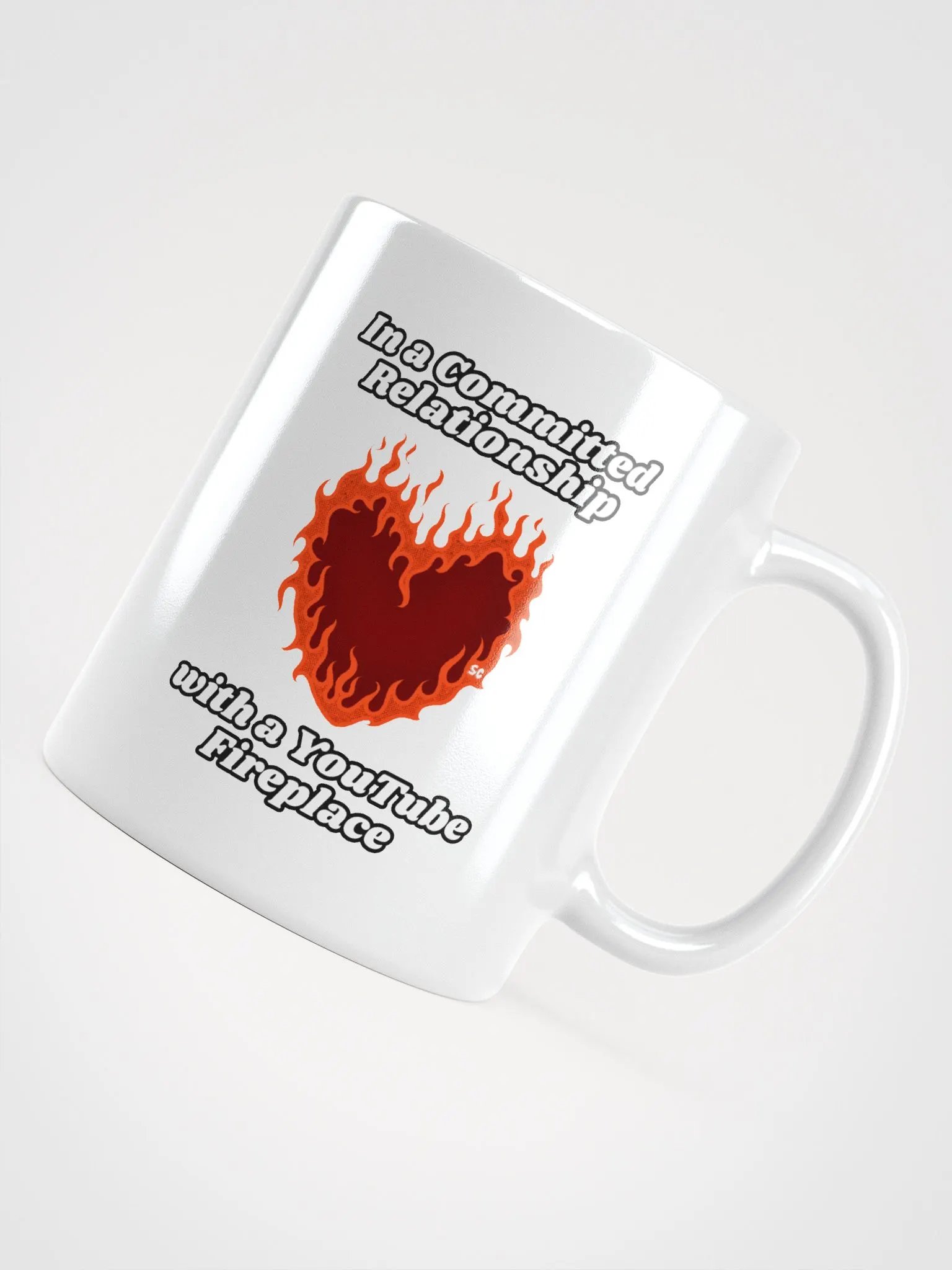 Flaming Heart - In a Committed Relationship with a YouTube Fireplace | White Glossy Mug product image (4)