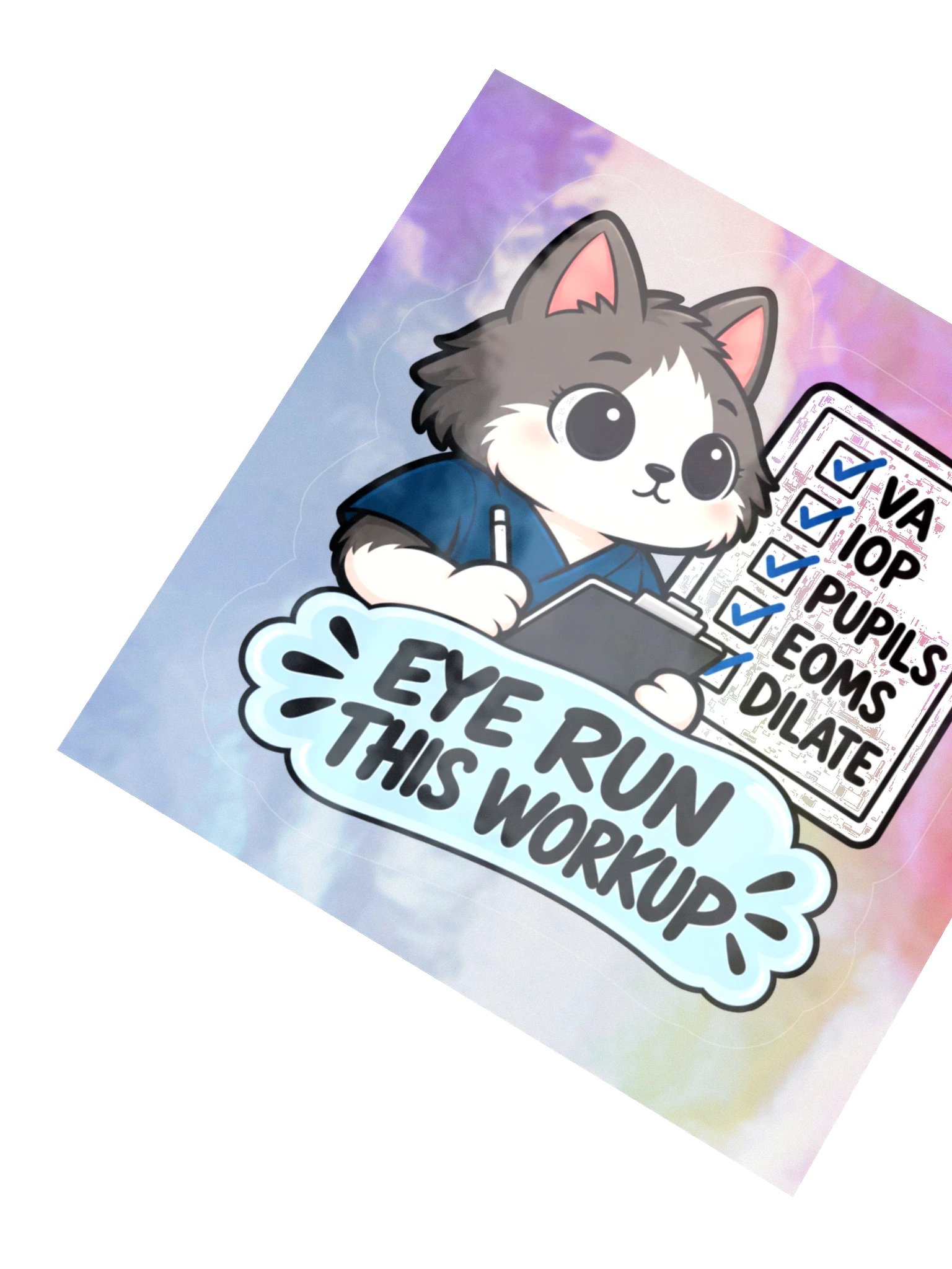 Sleepy Optometrist Eye Run This Workup Holographic Sticker Sheet product image (2)