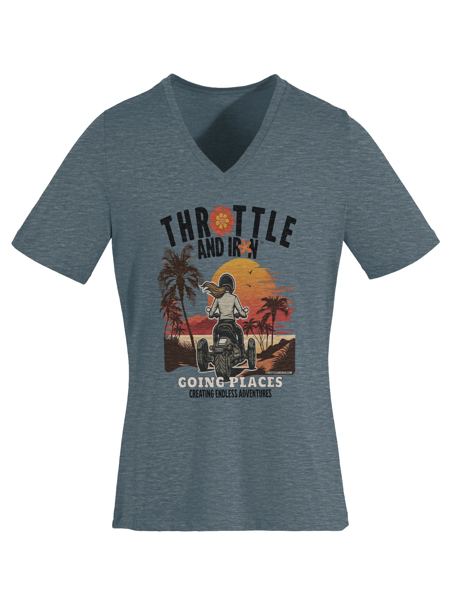 Throttle & Iron “Going Places” Women’s V-Neck Tee (3) Wheel product image (17)