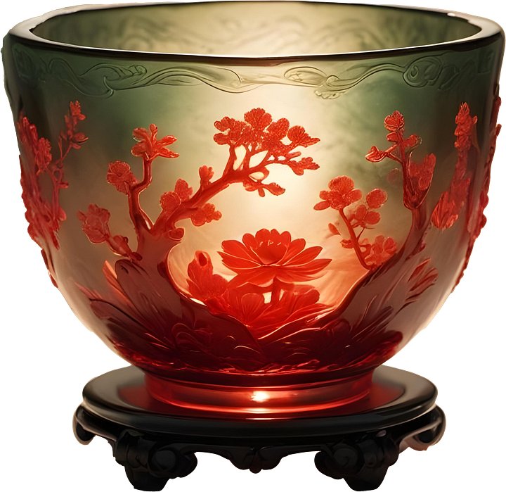 Chinese Glass Bowl – Radiant Floral Elegance PNG product image (1)