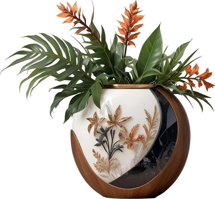Dream of Eternity – Floral Art Deco Vase PNG product image (1)