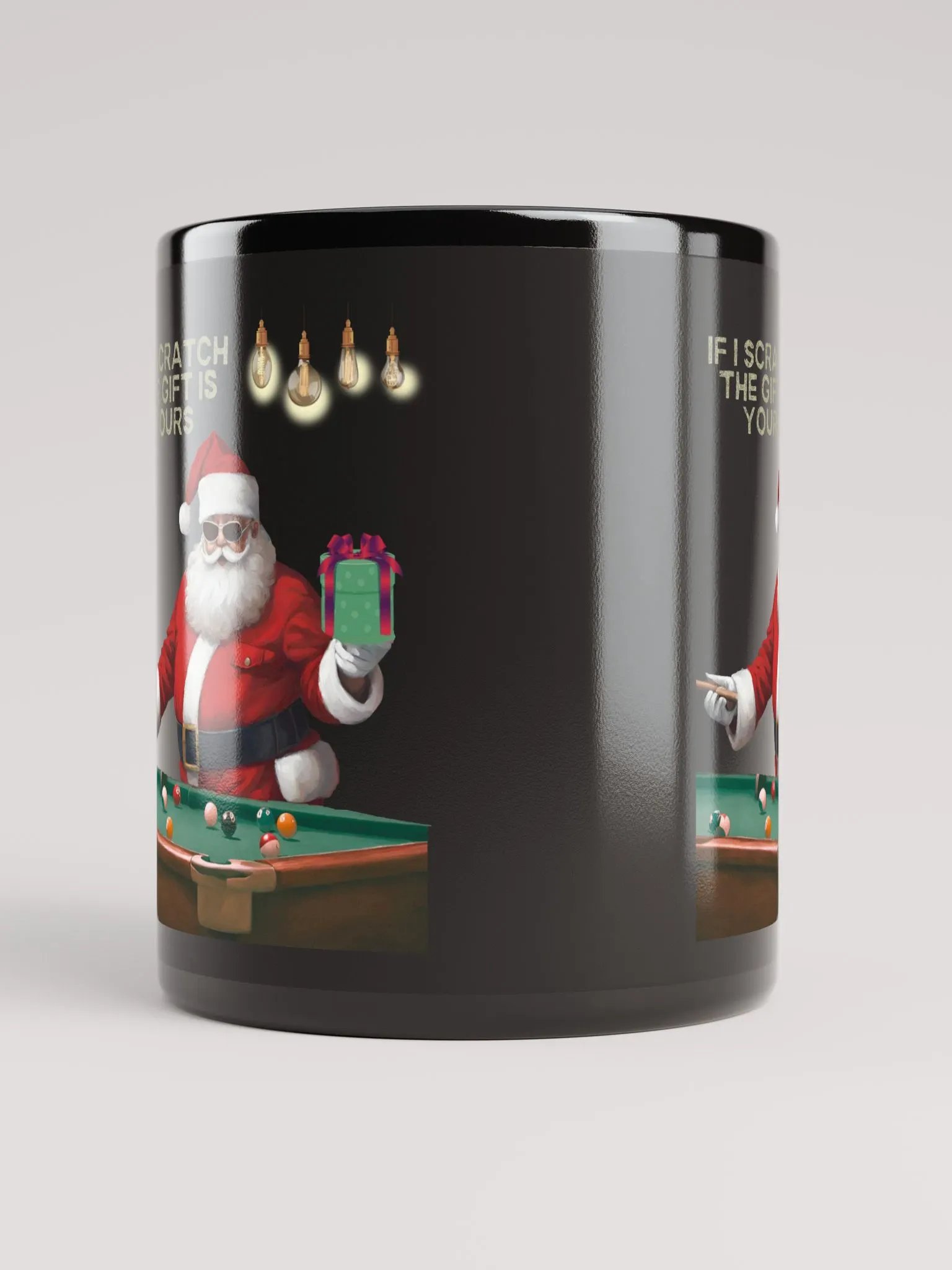 If I Scratch The Gift Is Yours - Pool Shark Santa Black Mug product image (9)
