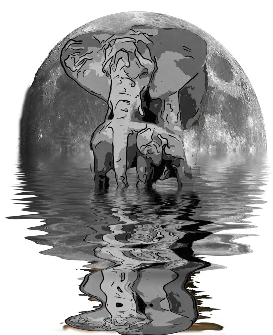 Elephant and Calf on Moon Background Digital Product product image (1)
