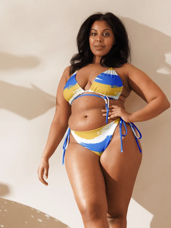 Wavy Blue & Yellow Abstract String Bikini product image (7)