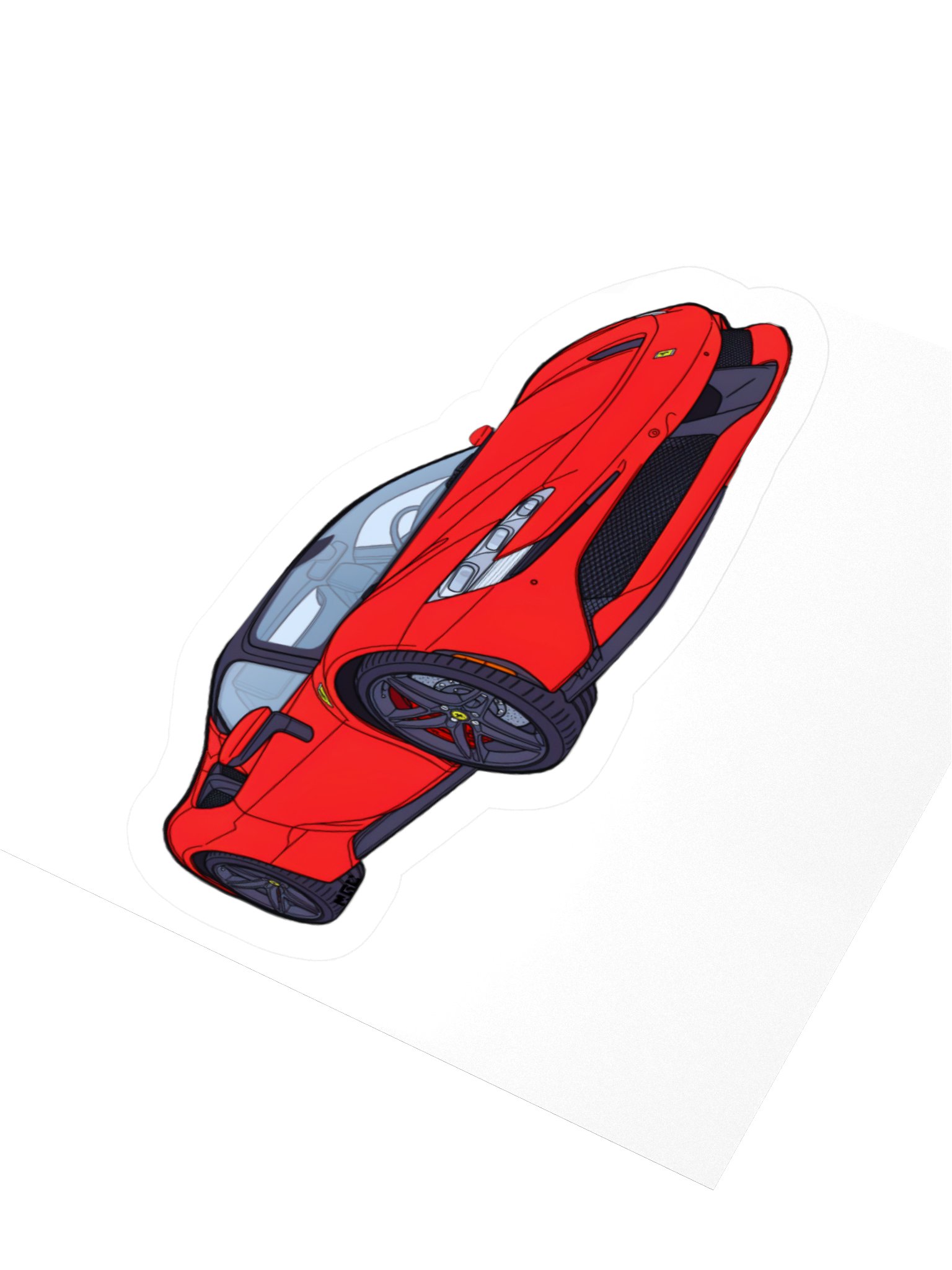 Rosso Corsa Ferrari SF90 Sticker (Retro, Sketch, Silhouette) product image (7)