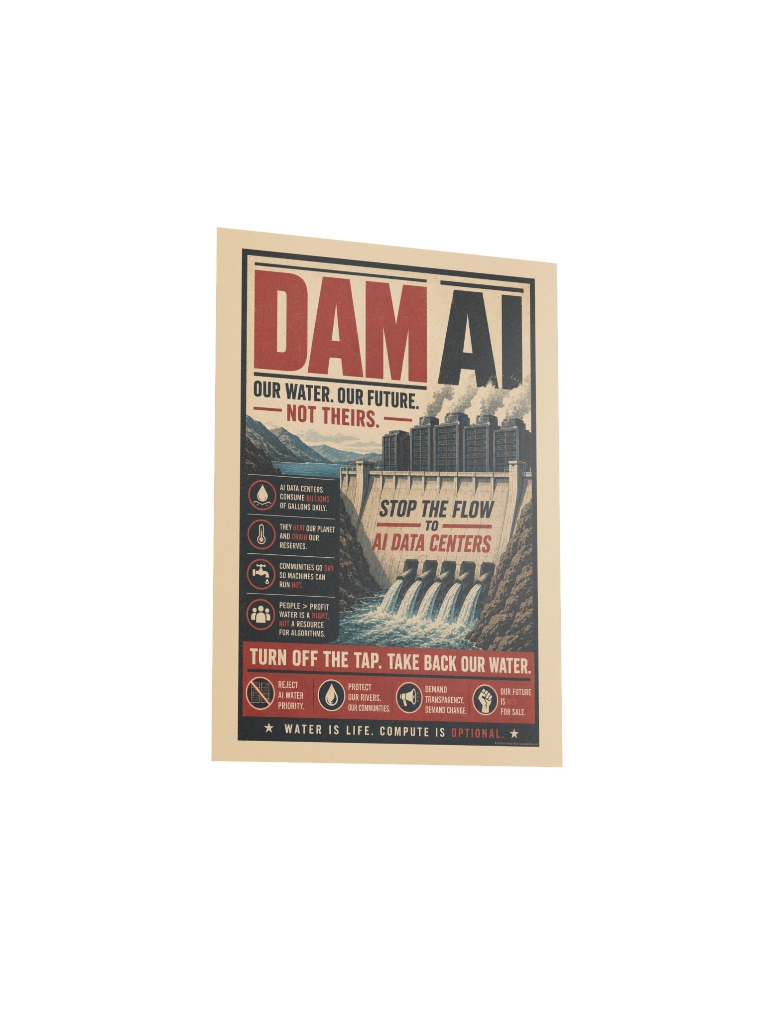 Dam AI – Dystopian Water Wars Resistance Poster product image (3)