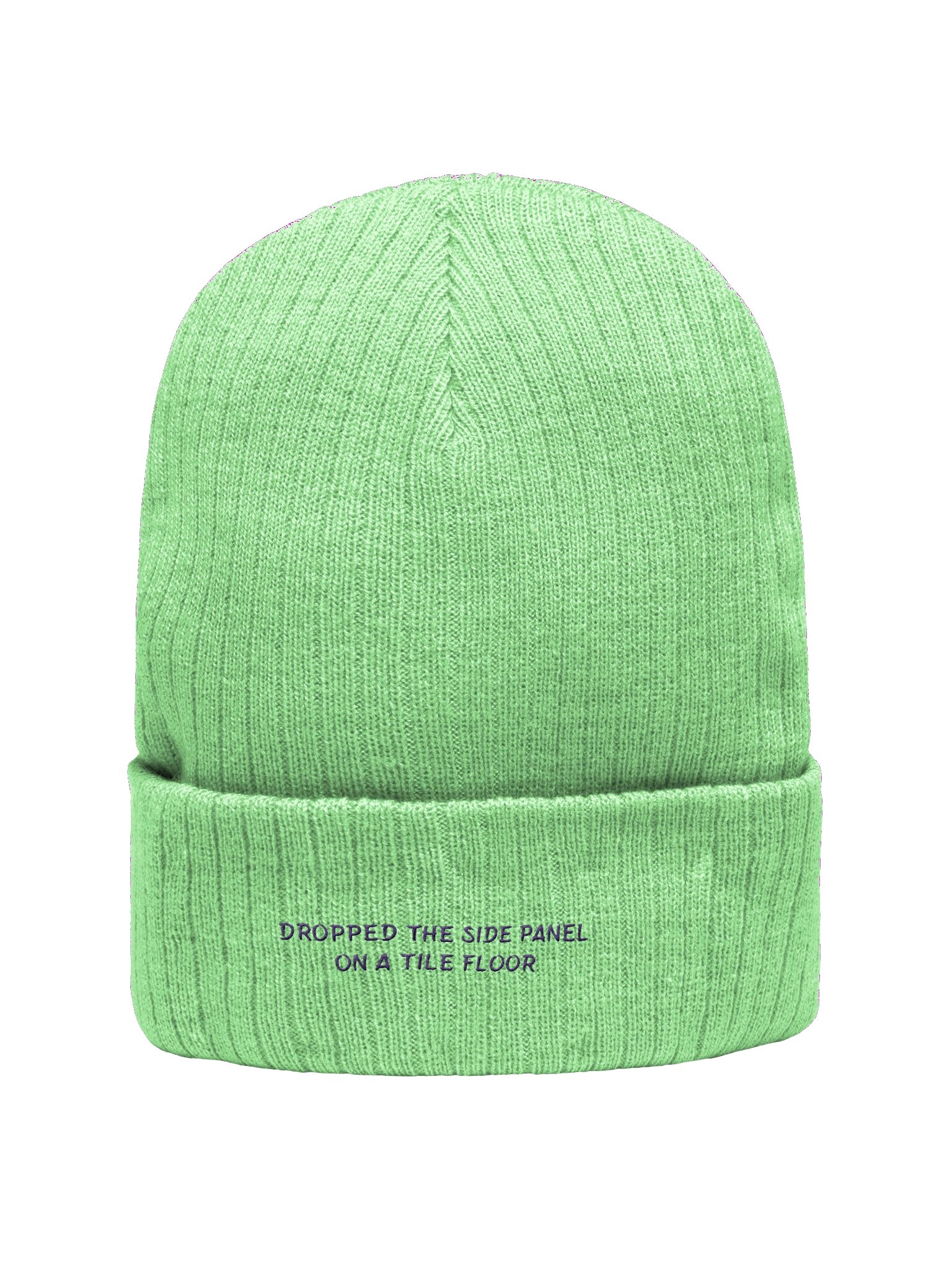 DROPPED THE SIDE PANEL ON A TILE FLOOR. Meme Beanie product image (1)