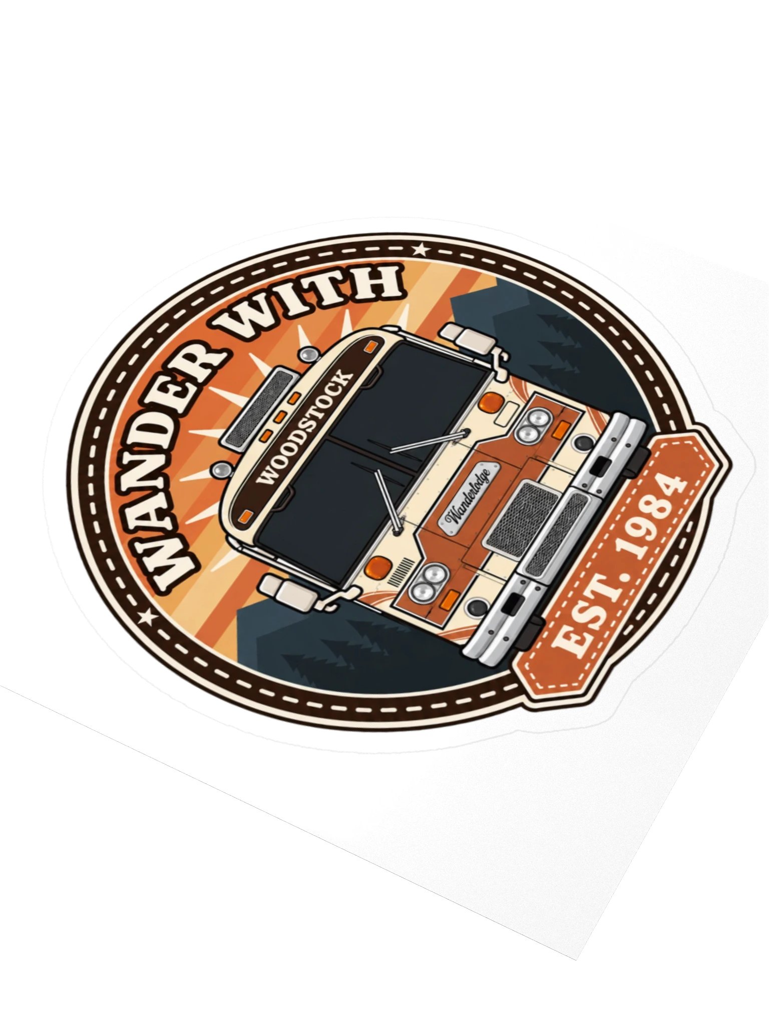 Woodstock Vintage Travel Patch Sticker — Dark Windshield product image (3)