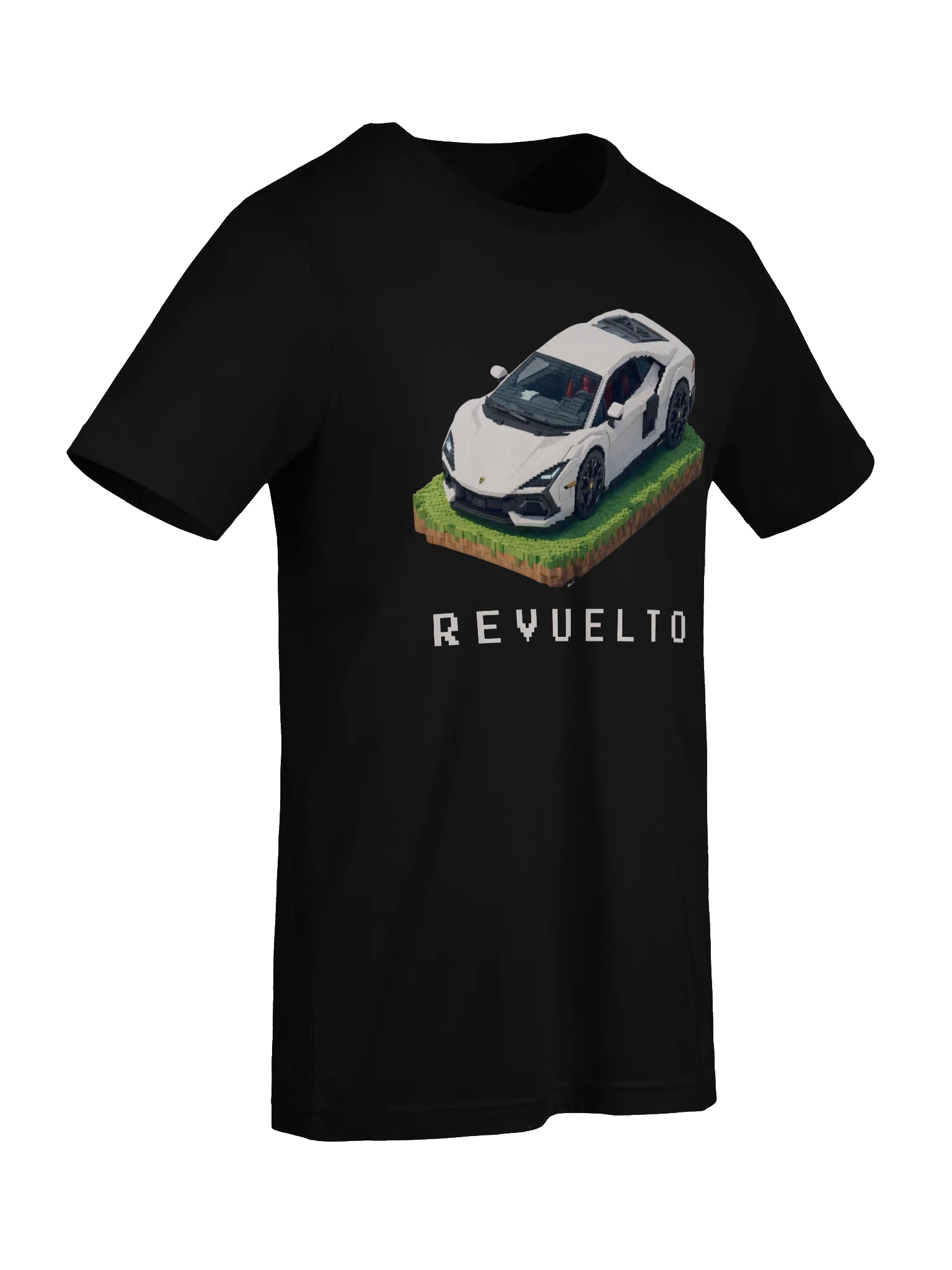 White Lamborghini Revuelto Voxel Art Shirt (Pixel, Retro, Minecraft) product image (9)