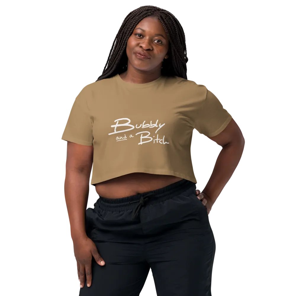 Bubbly and a B*tch (white design) printed cotton crop top product image (13)