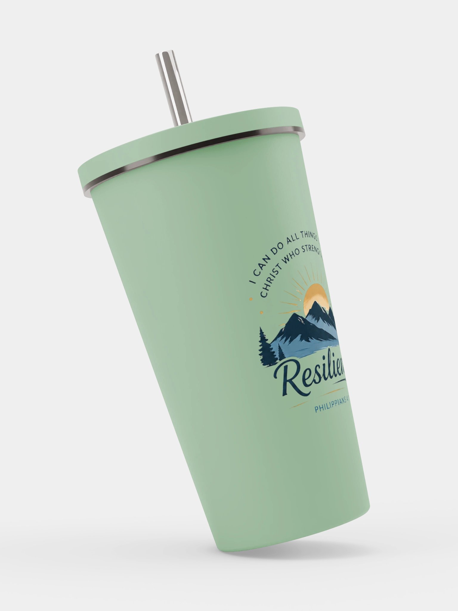 Philippians 4:13 Resilience Insulated Tumbler with Straw product image (2)
