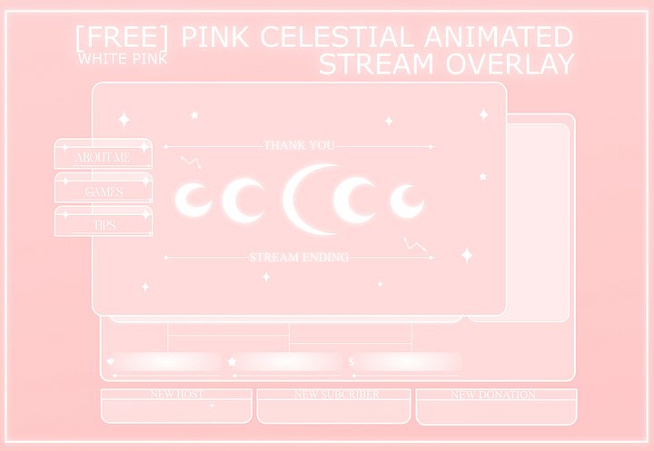 FREE PINK CELESTIAL ANIMATED STREAM OVERLAY, PINK STREAM OVERLAY, ANIMATED OVERLAY, CUTE PINK OVERLAY, SHINNY MOON OVERLAY product image (1)