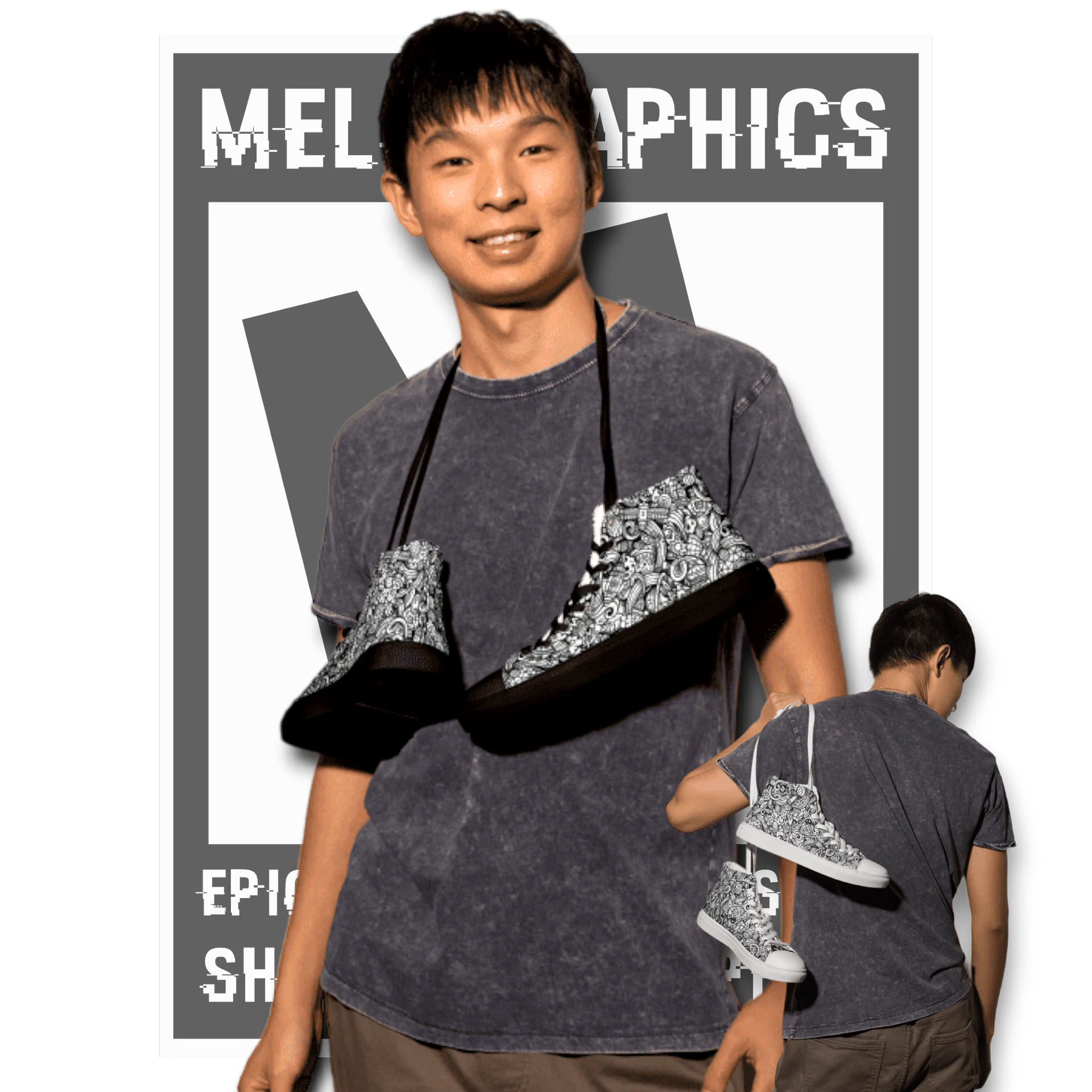 Dark Space Scribble - Men's High Tops | #MadeByMELO product image (11)