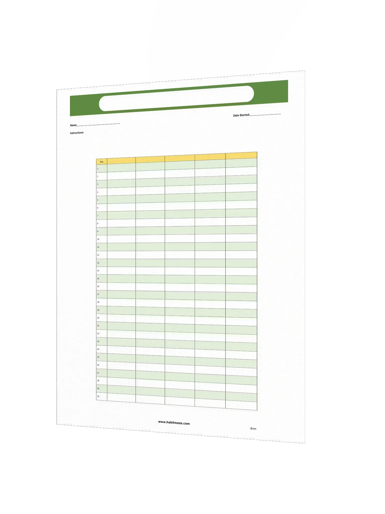 30 Day Blank Planner Chart (5 columns) product image (3)
