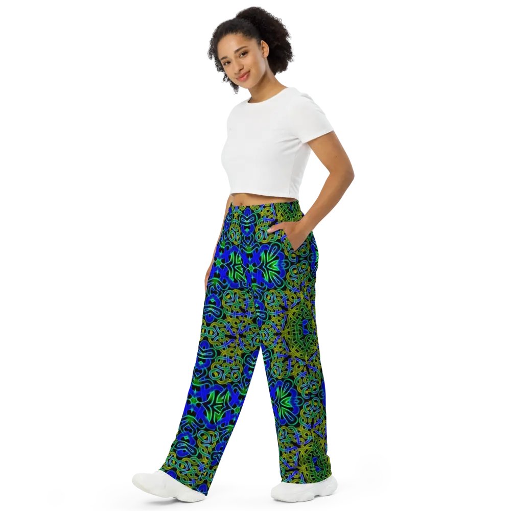 Blue Green Celtic Kaleidoscope Wideleg Pants product image (4)