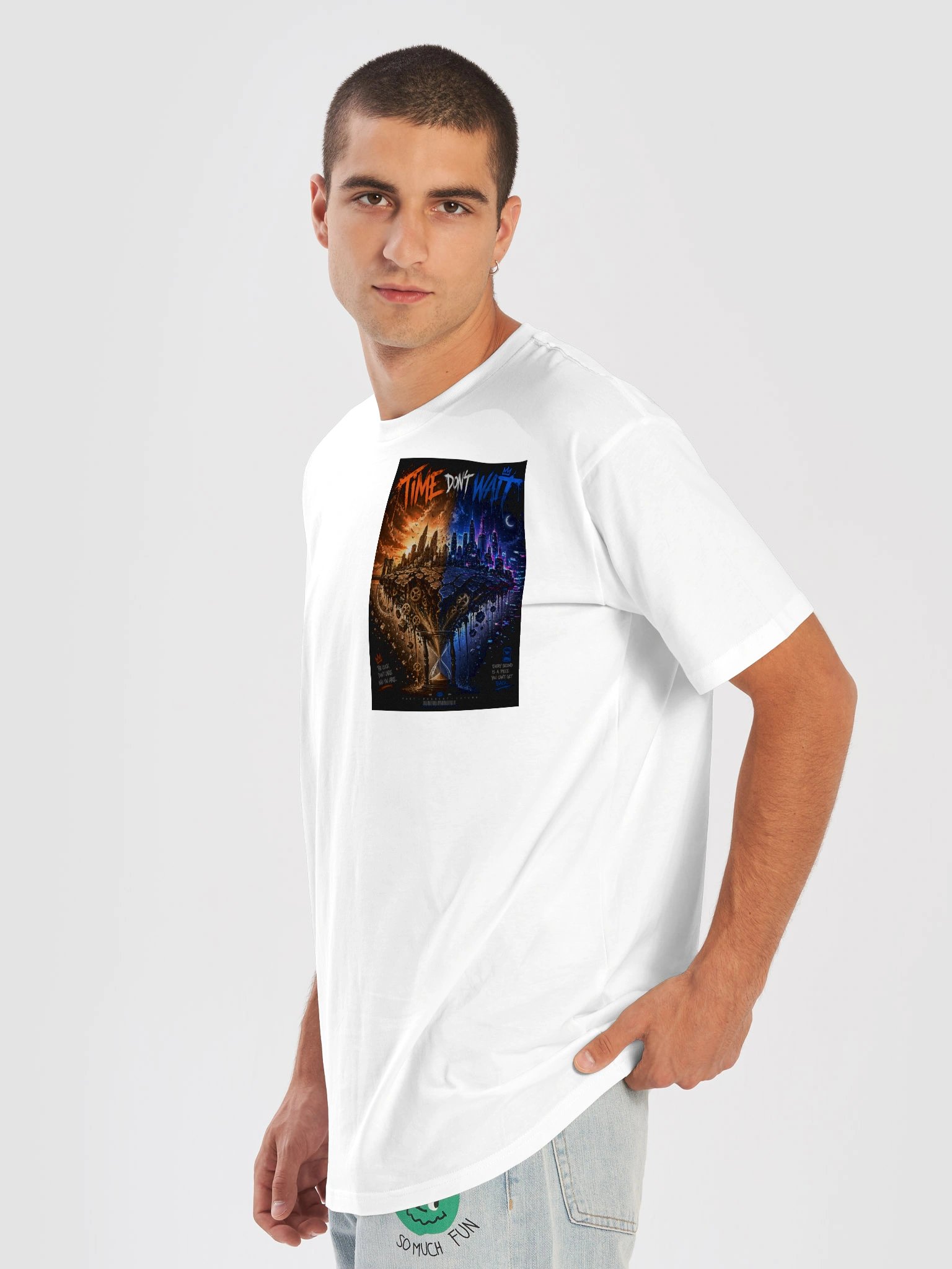 TIME DON'T WAIT — Split‑City Hourglass Tee product image (7)