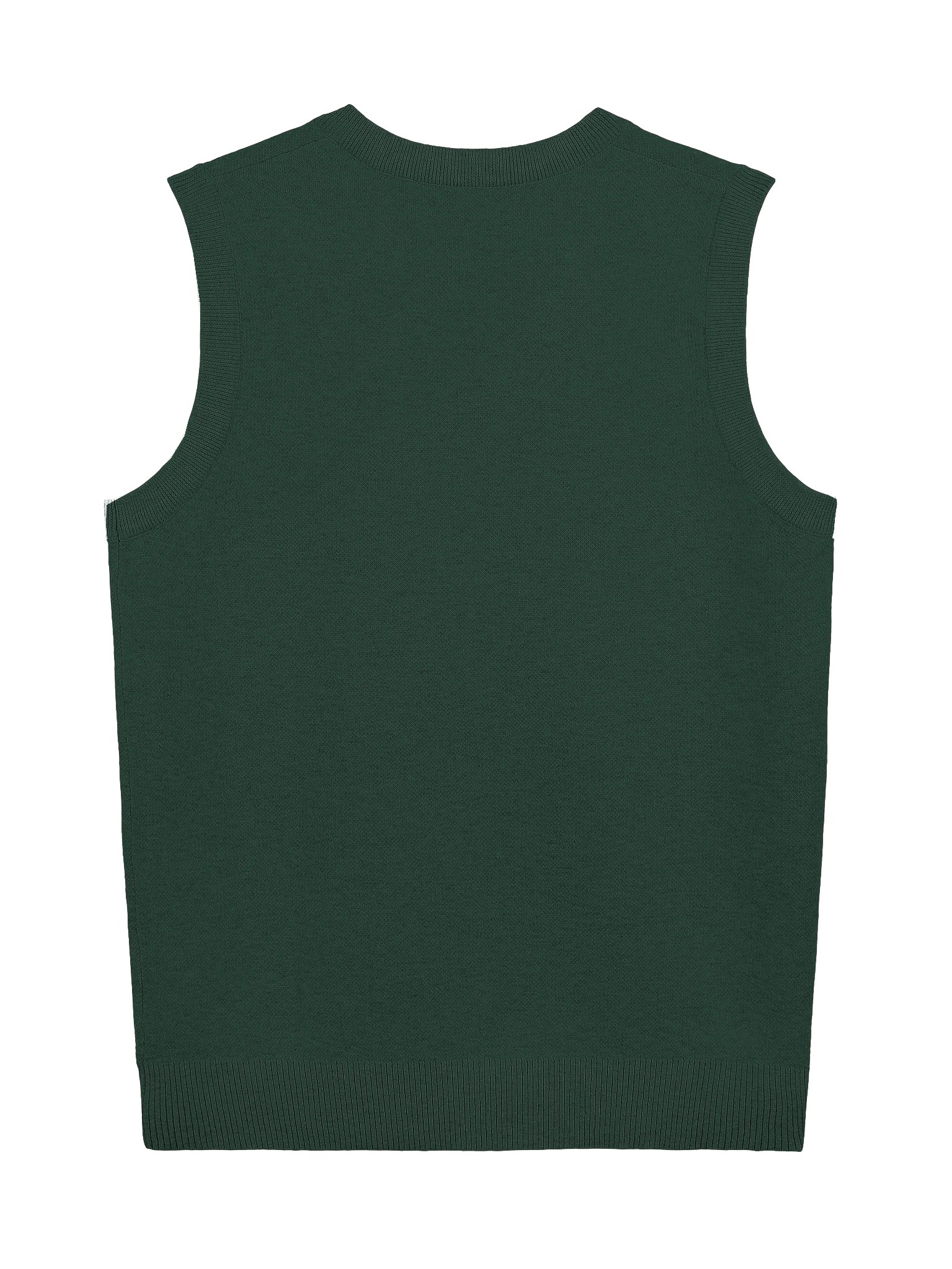 Dark Green Knitted V-Neck Vest product image (3)