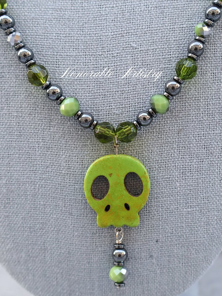 Green Skull Howlite Necklace product image (2)
