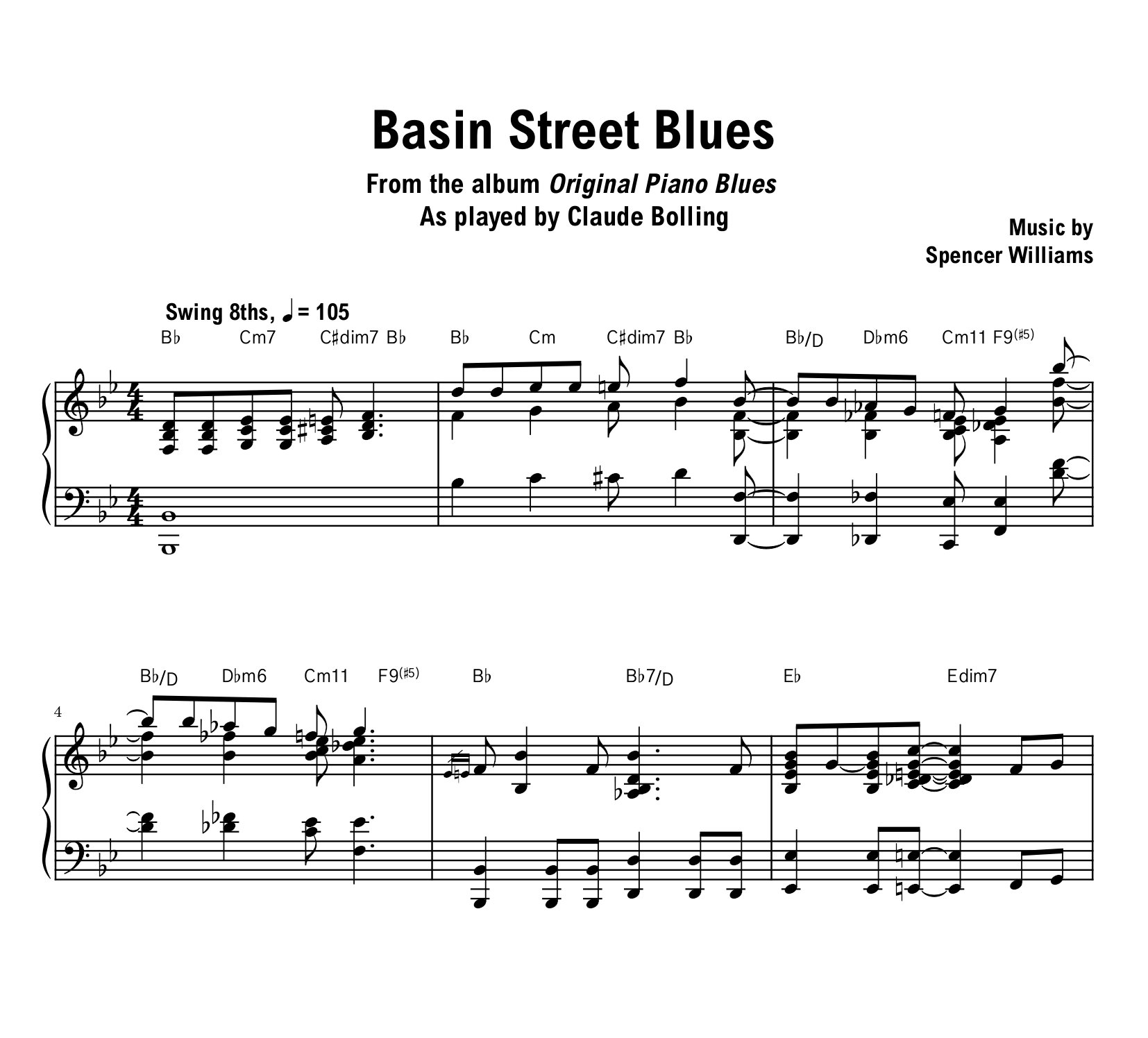 Claude Bolling - Basin Street Blues - Sheet music (PDF) product image (1)