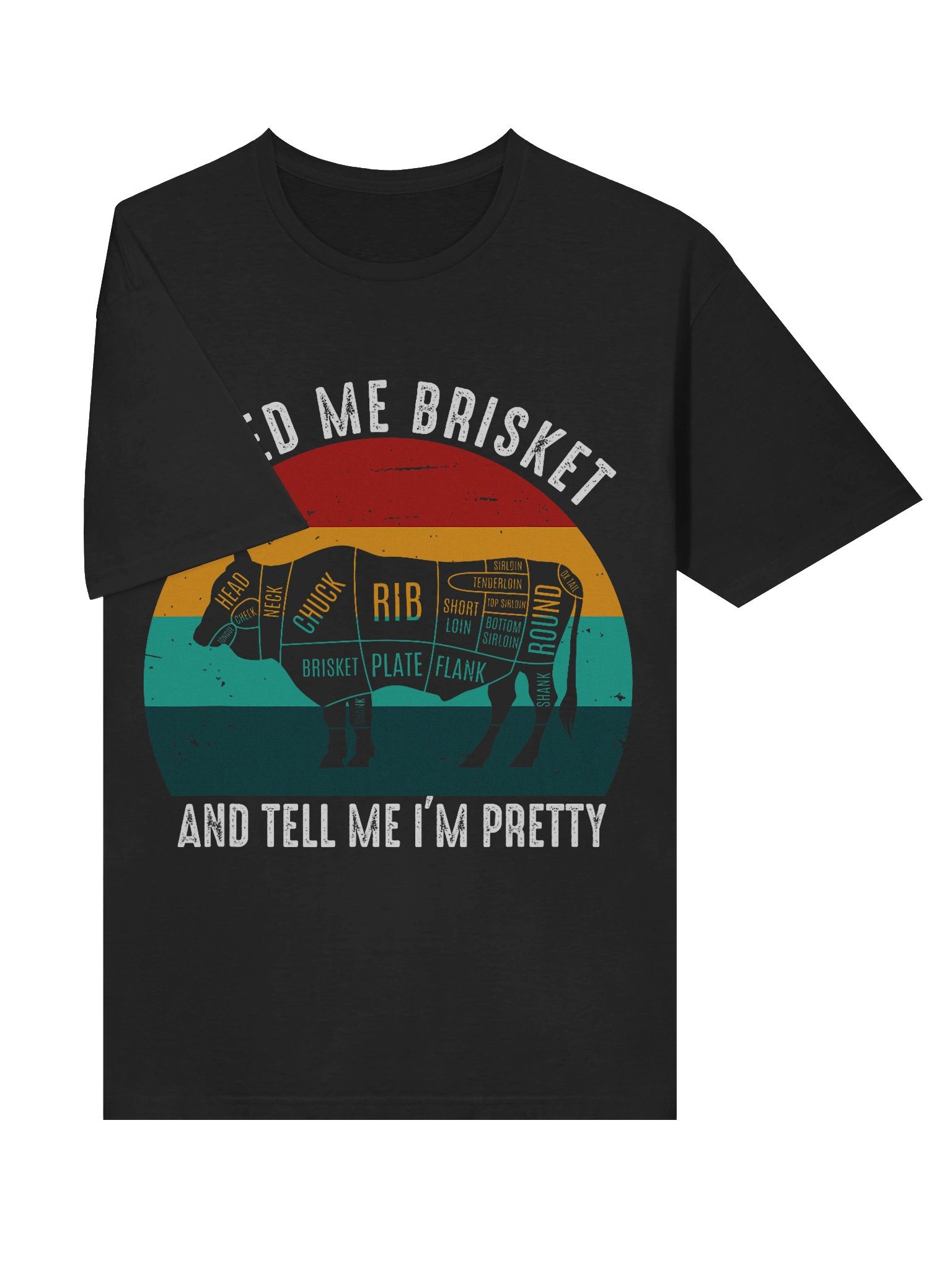 Feed Me Brisket and Tell Me I’m Pretty (Retro Sunset) – Gildan Softstyle Unisex T-Shirt product image (3)