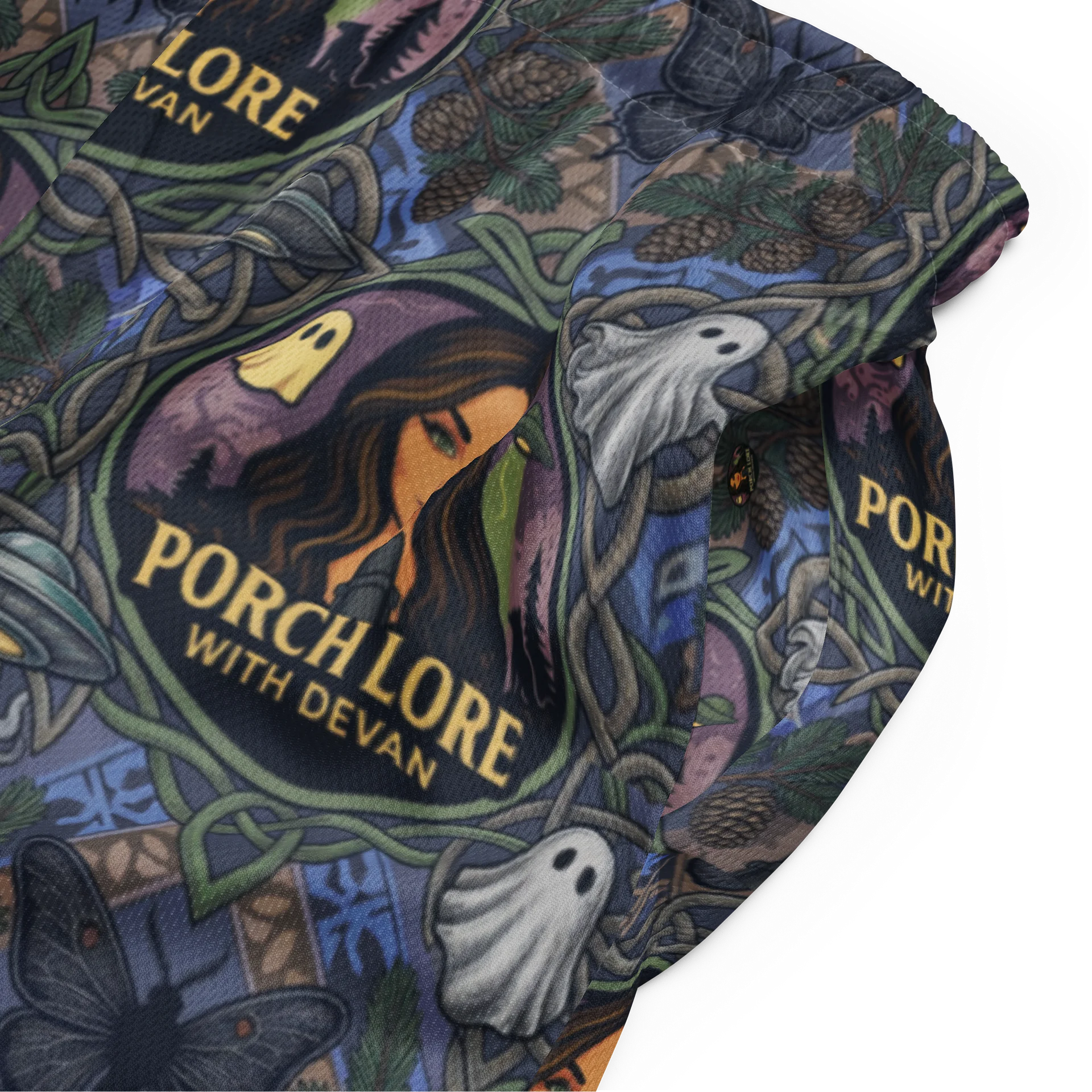 PORCH LORE DEVAN PERIWINKLE MOTH UNISEX SHORTS product image (5)