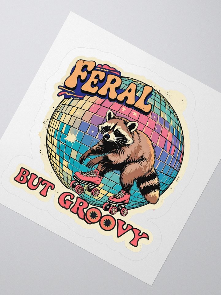 Feral But Groovy Raccoon Kiss Cut Stickers product image (5)