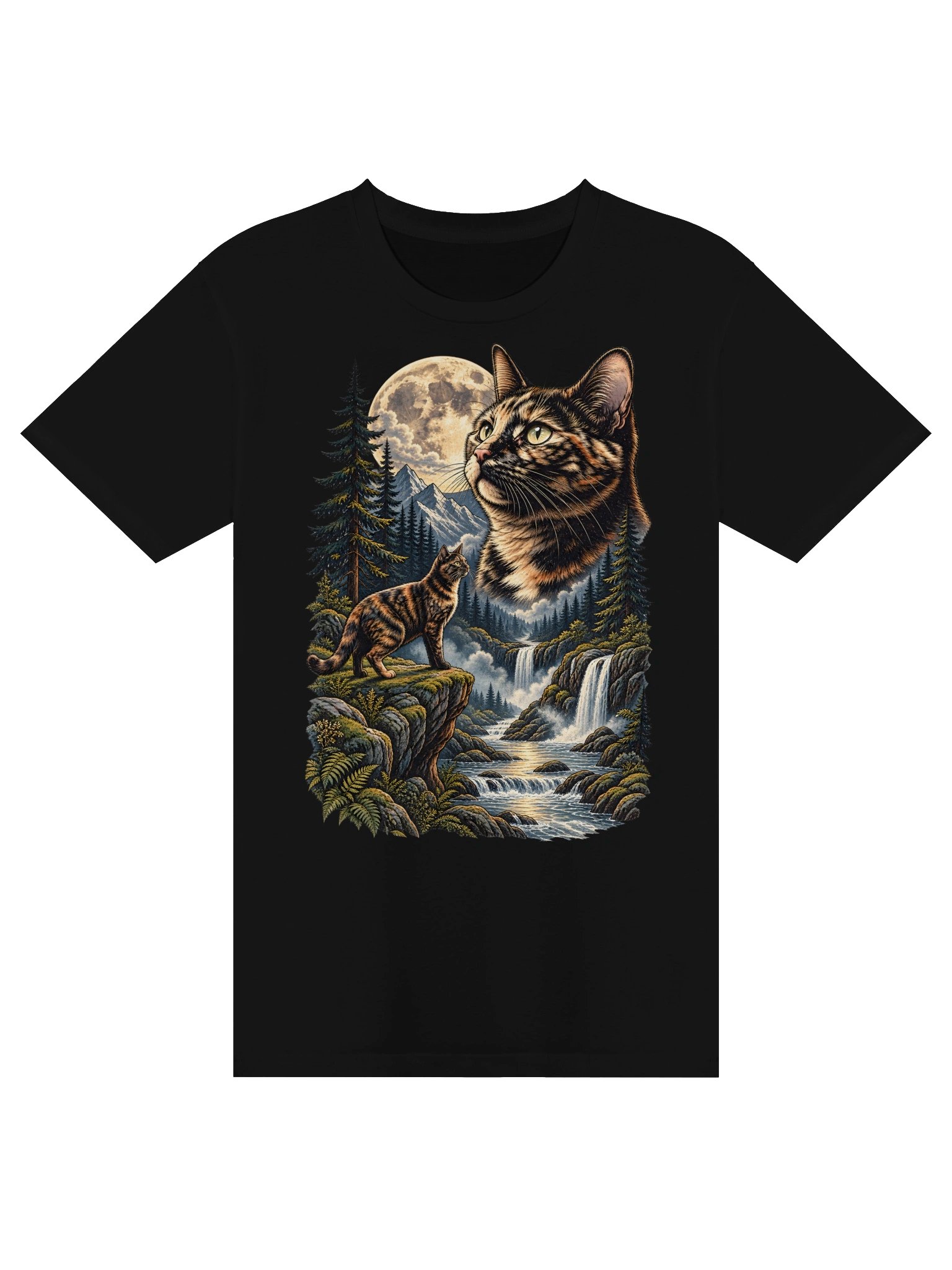 Tortoiseshell Cat Moon Vintage T-Shirt product image (2)