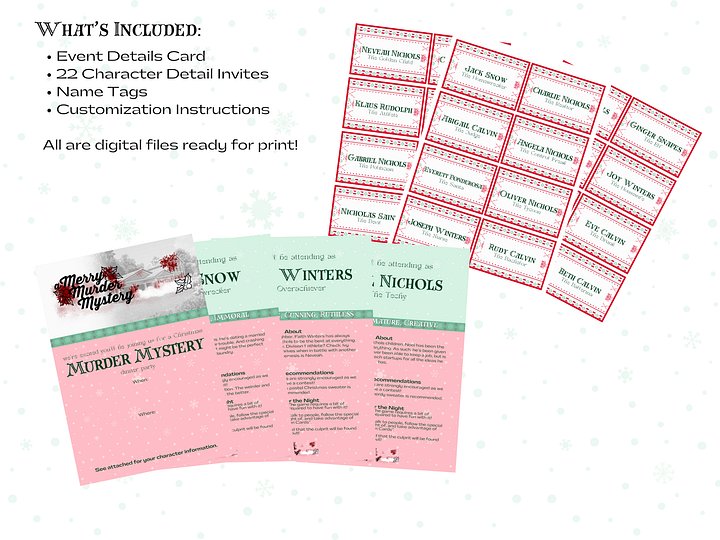 A Merry Murder Mystery - A Christmas Holiday Themed Murder Mystery - Invitations Add-On product image (2)