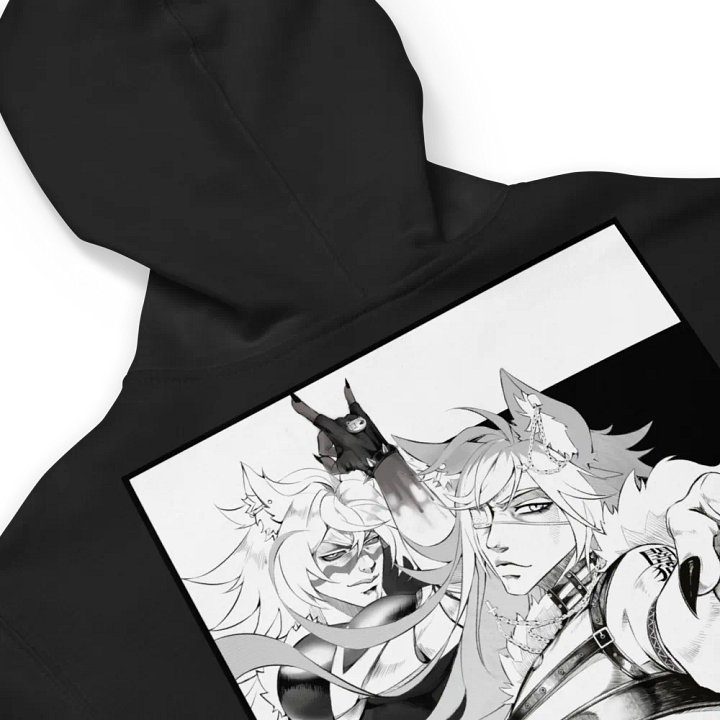 Embroidered Kitty's Adventure Zip-Up Hoodie - black and white product image (2)