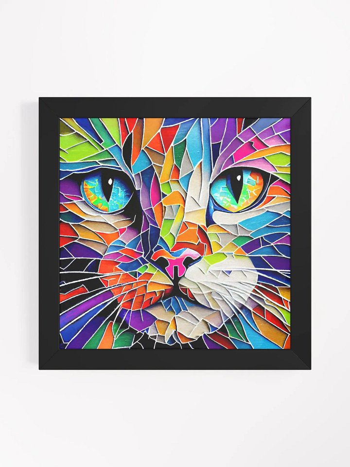 Vibrant Mosaic Style Cat Studio Framed Print product image (1)