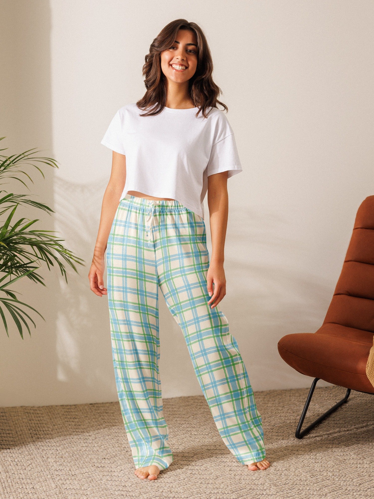 Cozy Women's Pajama Pants in Soft Pastel Plaid product image (4)