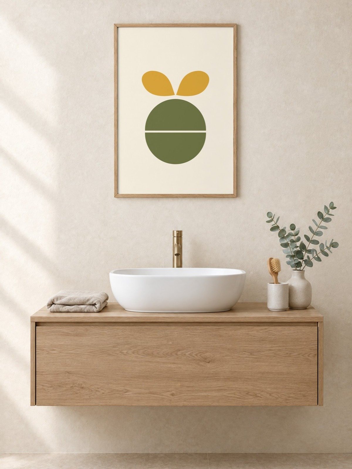 Retro Sprout Print | Olive and Mustard Bathroom Wall Art product image (1)
