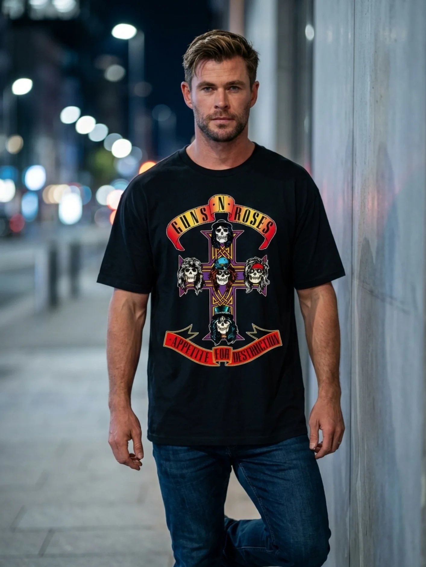 Guns N Roses Appetite For Destruction T-Shirt Skull Cross | Black Vintage 1987 Hard Rock Graphic Tee | Classic Rock Collector Shirt product image (2)
