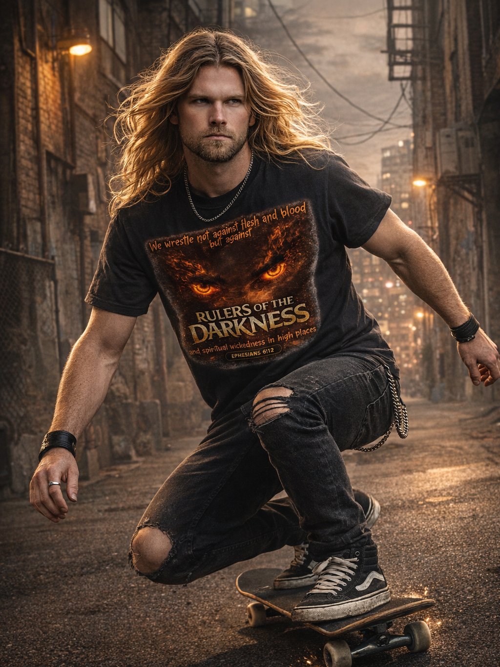 Ephesians 6:12 Spiritual Warfare – We Wrestle Not Against Flesh and Blood Christian T-Shirt product image (2)