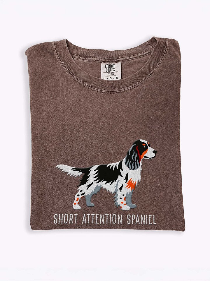 Short Attention Spaniel T-Shirt(Embroidered) of a Springer Spaniel(Tricolor) product image (1)