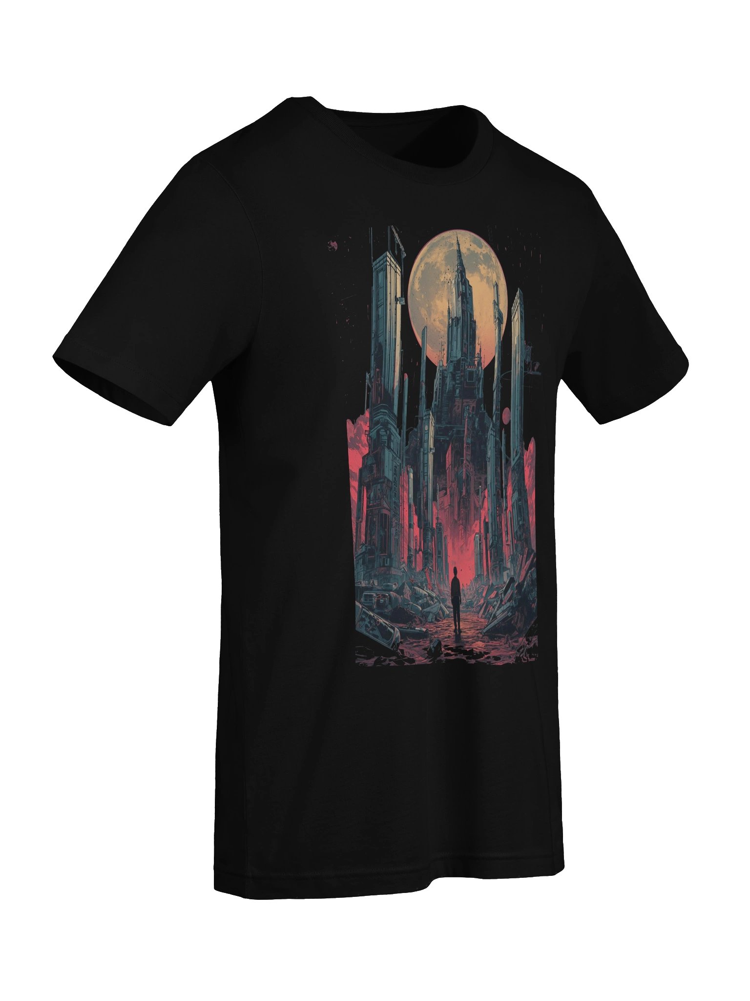 Moonlit Futuristic Ruins Lightweight T-Shirt product image (2)
