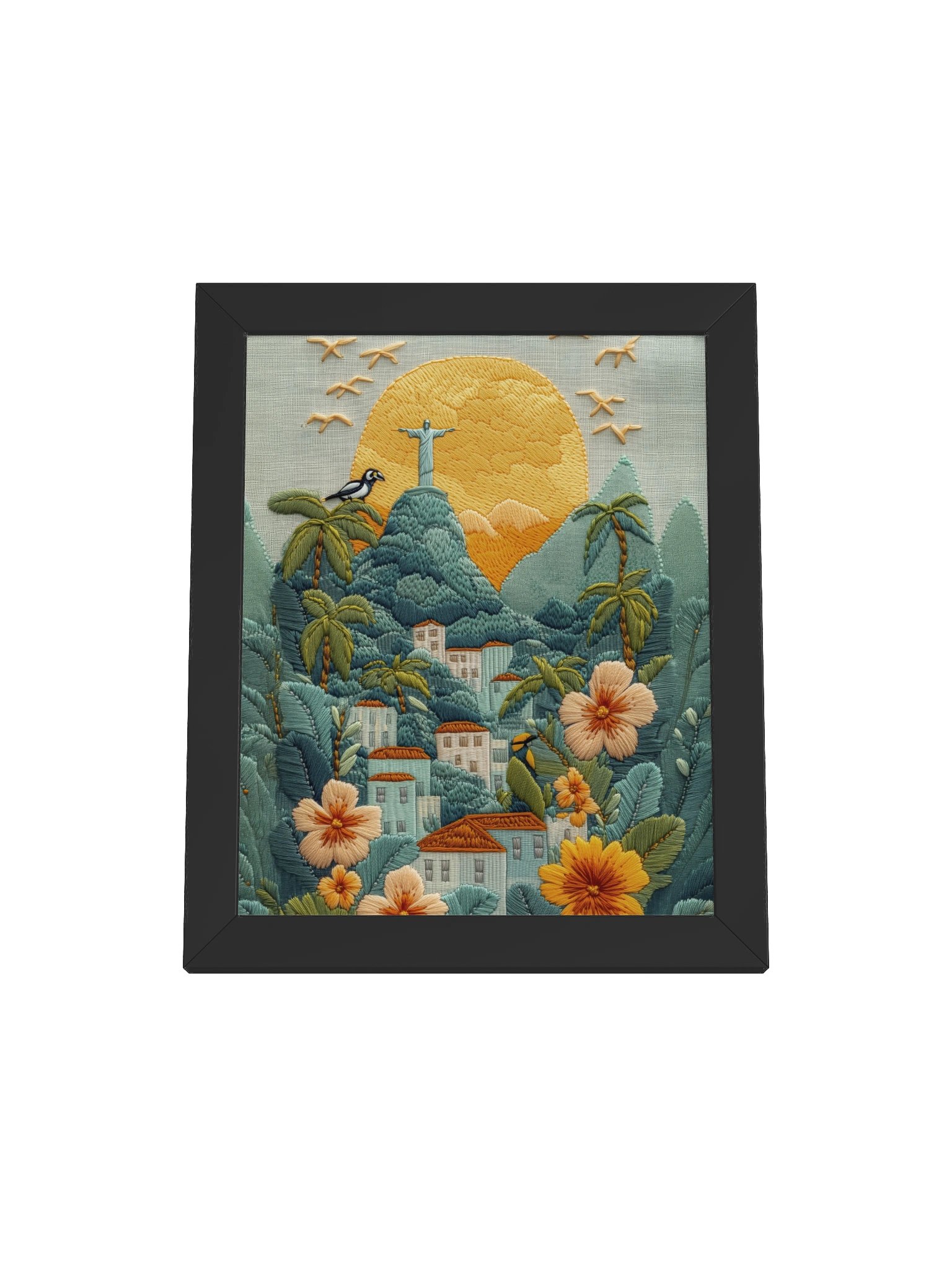 Under the Rio Sun | Embroidery-Style Wall Art — Framed Print product image (2)