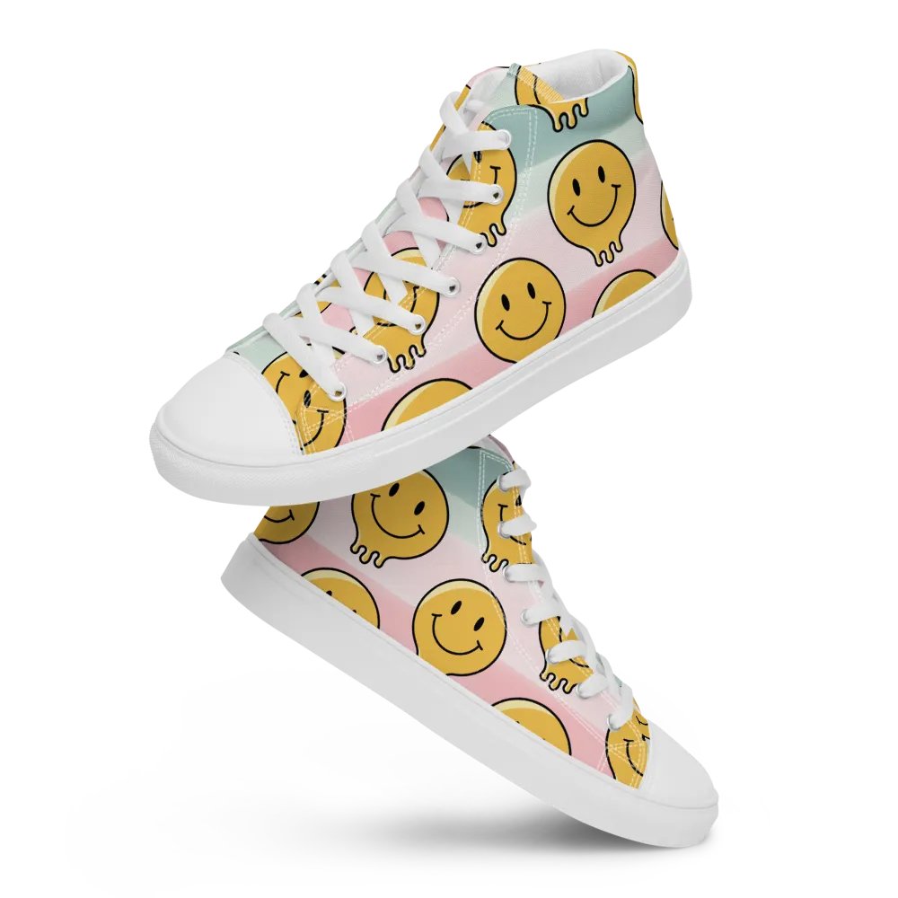 'Happy Face' Women's Handmade High Top Canvas Shoes product image (12)