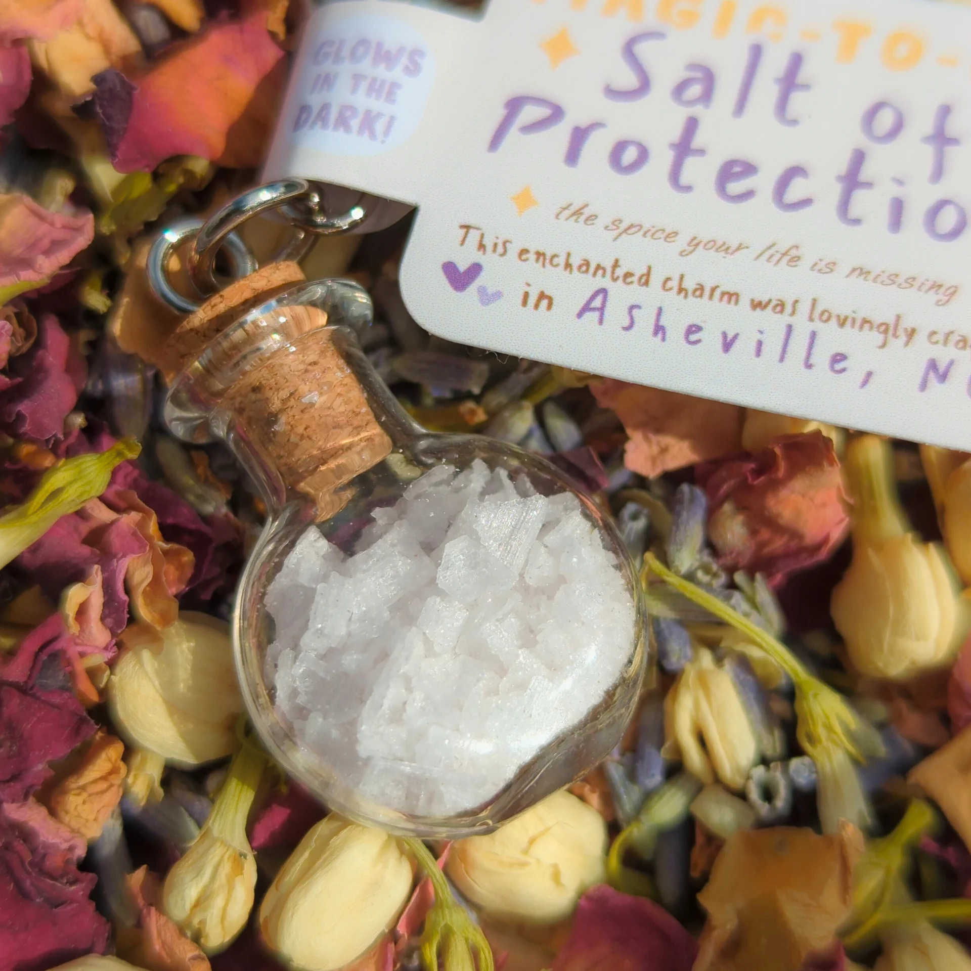 Glowing (Protection) Salt in a Mini Potion Bottle - Necklace ~ Whimsical Accessory ~ Handmade & Witchy - Made in AVL product image (5)
