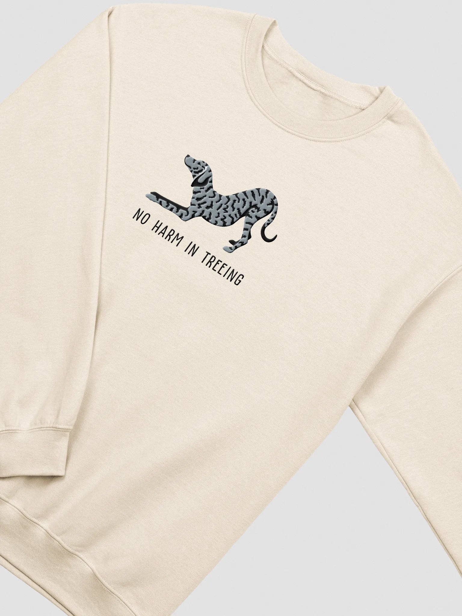 No Harm in Treeing Sweatshirt (Embroidered) of a Plott Hound(Blue Brindle) product image (6)