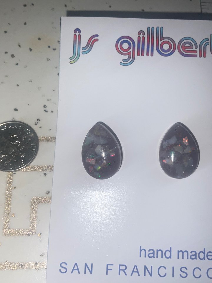 Small Opal Teardrop stud earrings product image (2)