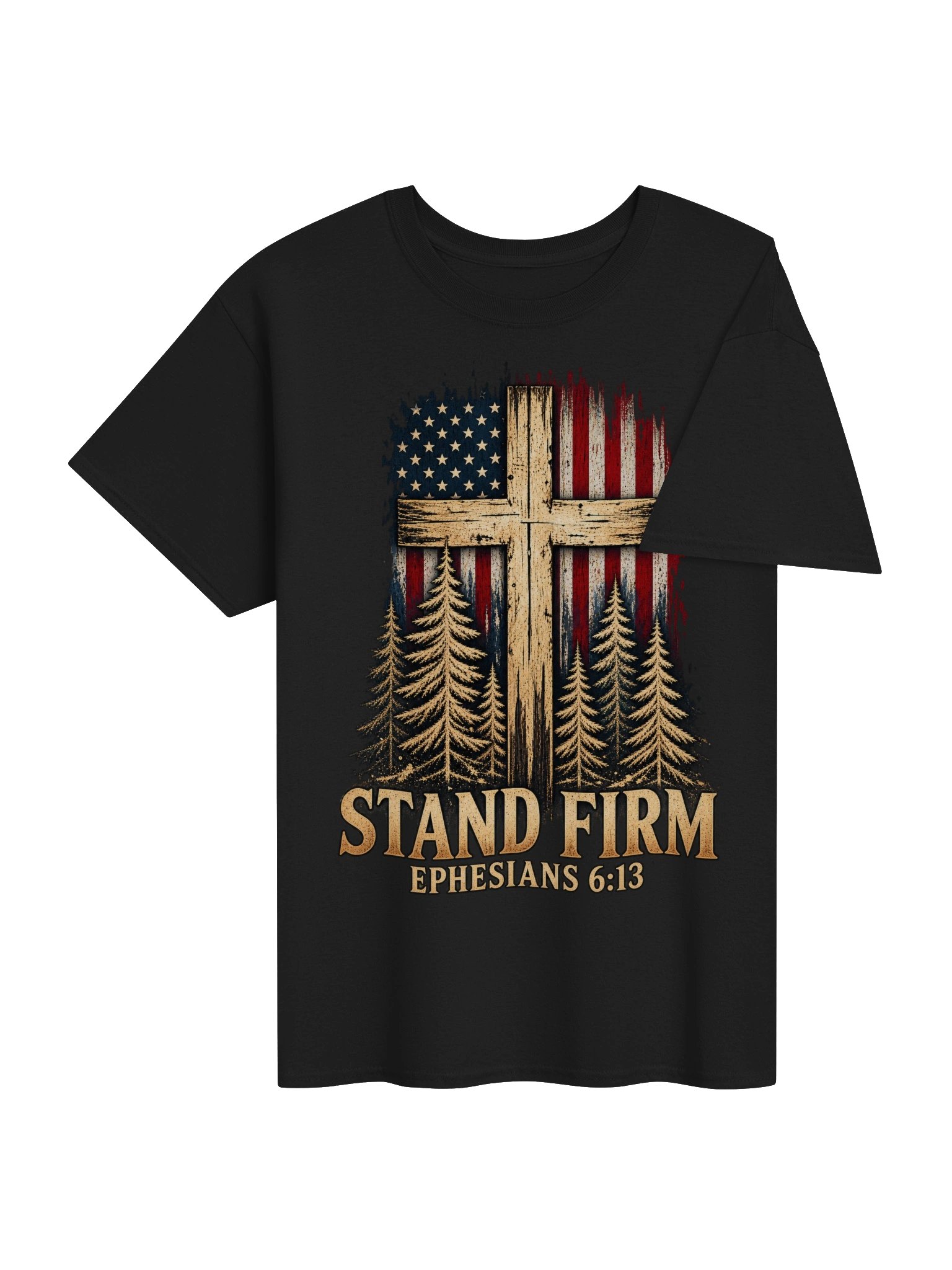 Stand Firm Ephesians 6:13 Christian Patriotic Cross T-Shirt product image (5)